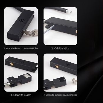 U-oblika brava s pametnim alarmom za bicikle i električna vozila (Model: Smart alarm U-shaped lock; Materijal: Solid alloy steel; Opseg primjene: bicikli/električna vozila/motocikli; Težina: 750 g)