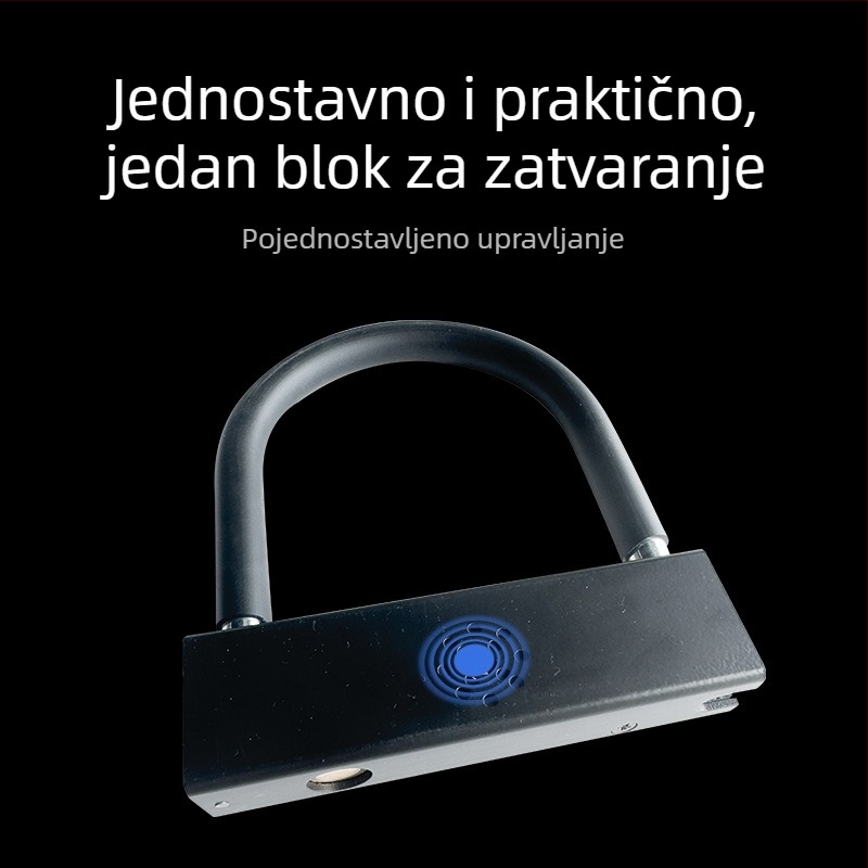 U-oblika brava s pametnim alarmom za bicikle i električna vozila (Model: Smart alarm U-shaped lock; Materijal: Solid alloy steel; Opseg primjene: bicikli/električna vozila/motocikli; Težina: 750 g)