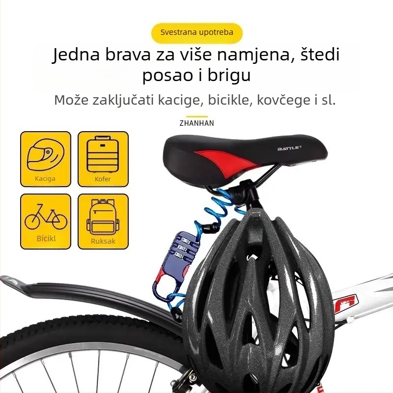 Pengyi Digitalni čelični kabel zaključavanje FDMMSUO za bicikl i kacigu – moderan minimalistički dizajn