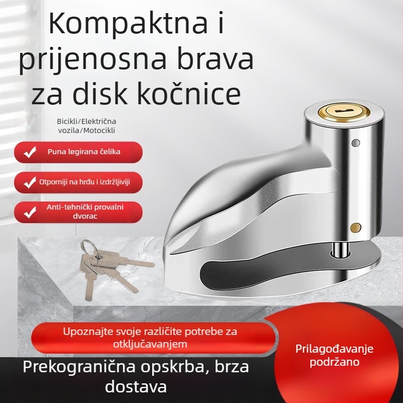 Katanac za disk kočnice – univerzalni za planinske bicikle, motocikle i električne bicikle, cinkova legura, 298 g, Proizvod broj 150, Modern minimalist stil