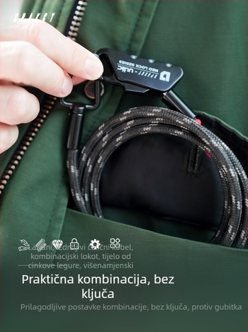 SPAKCT&ULAC Kabl za bicikl s lozinkom, otporan na prerezivanje, ogrebotine, provalu i koroziju, čelični kabel promjera 6 mm, duljina 120 cm, nosivost 162 kg