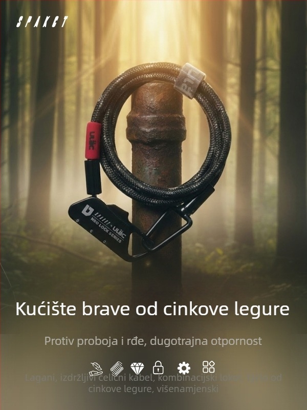 SPAKCT&ULAC Kabl za bicikl s lozinkom, otporan na prerezivanje, ogrebotine, provalu i koroziju, čelični kabel promjera 6 mm, duljina 120 cm, nosivost 162 kg