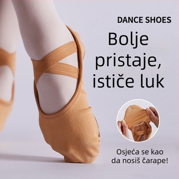 Cipele za ples od elastičnog materijala s mekom podlogom za balet i moderni ples; dišuće, lagane, otporne na habanje; podloga od teleće kože