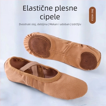 Cipele za ples od elastičnog materijala s mekom podlogom za balet i moderni ples; dišuće, lagane, otporne na habanje; podloga od teleće kože