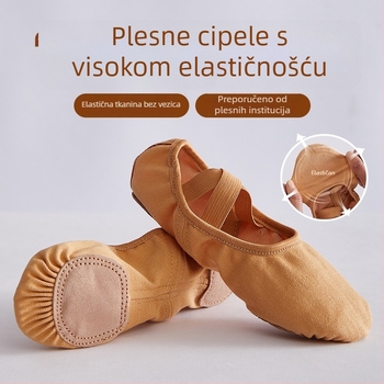 Cipele za ples od elastičnog materijala s mekom podlogom za balet i moderni ples; dišuće, lagane, otporne na habanje; podloga od teleće kože