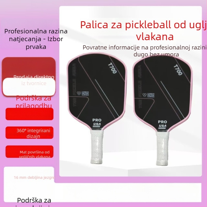 Paleta pickleball od karbonskih vlakana, težina 95–100 g, držač G2, tvrdoća osi umjerená