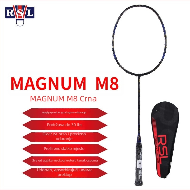 Raketa za badminton Yashi Dragon RD-700/GA-2000/FLASHF-780/HELLX H7/MAGNUM M8 (Okvir od karbonskih vlakana; težina 90-94 g; umjerena tvrdoća; za početnike do naprednih; badminton i tenis)