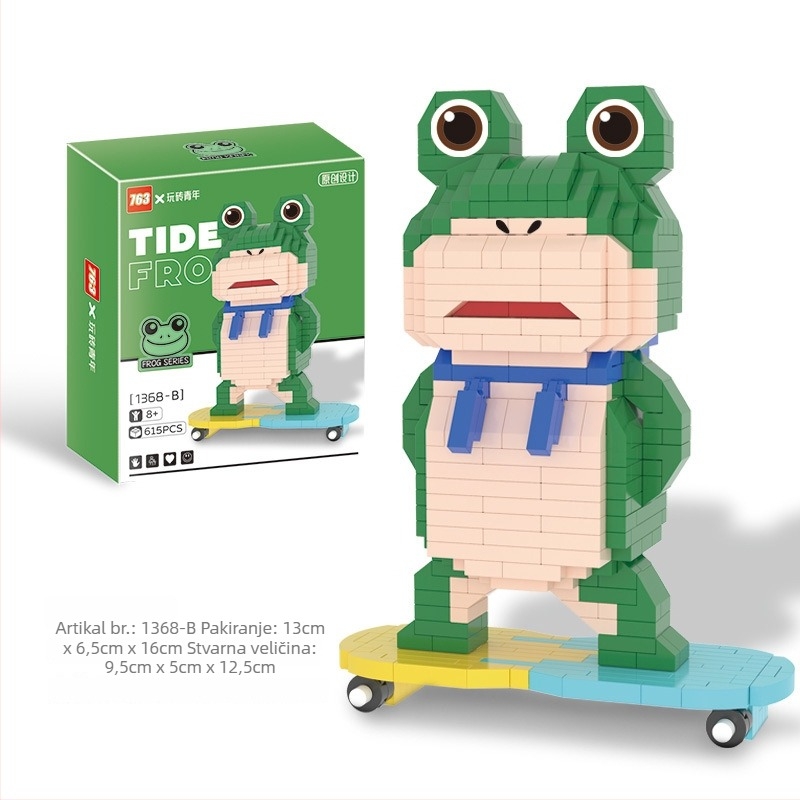Lego-kompatibilni set blokova s temom Frog, ABS plast, 400–800 komada, 0,5 kg, DIY kompatibilan