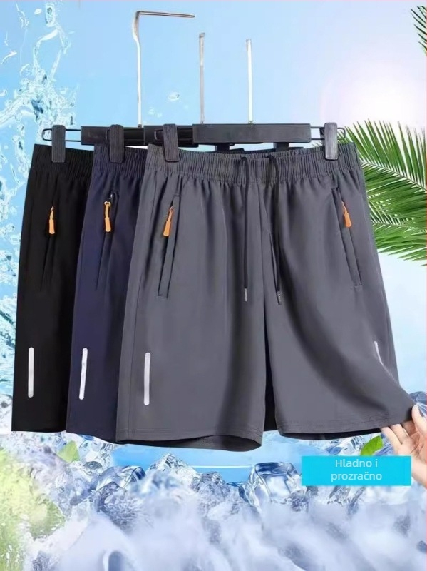 Muške ljetne šorceve od ice silk s elastičnošću – brzo sušeće, prozračne, poliester, rastezljive, ravni kroj