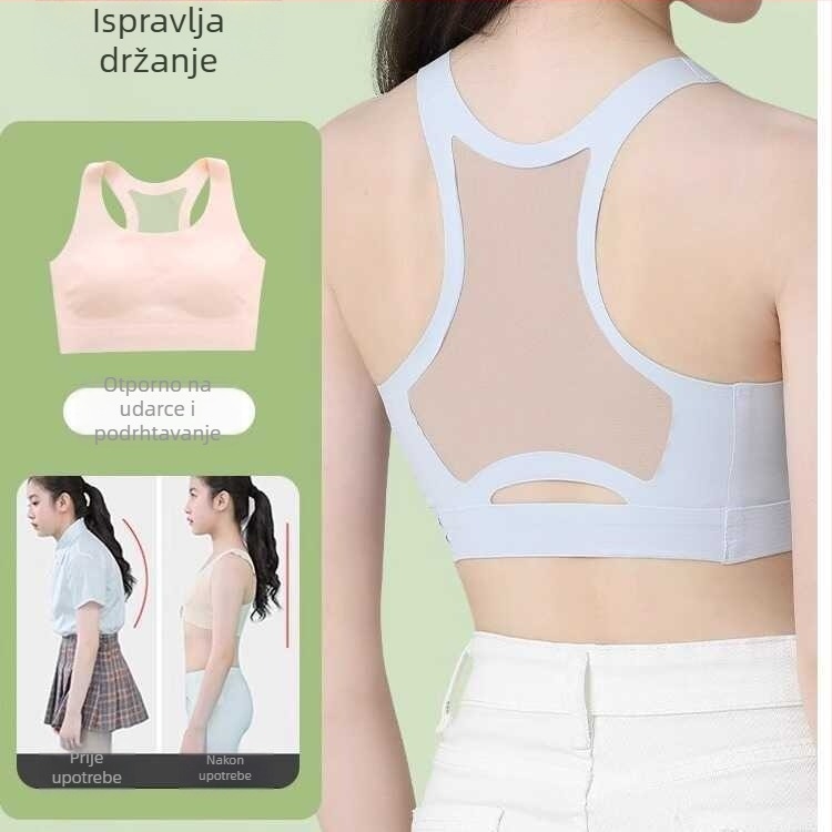 Dječji grudnjak za ispravljanje držanja s punim košaricama, sportski stil, najlon materijal, podstava od pamuka