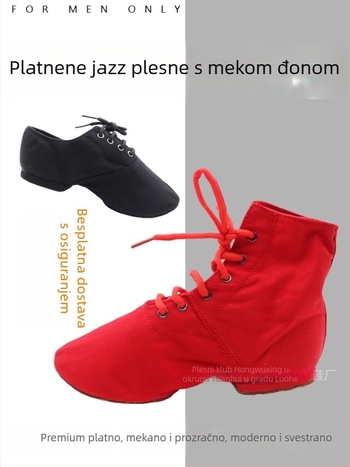 Plesne cipele – prozračne, lagane, s vezivanjem, za džez, etnički i kvadratni ples, potplat od velura