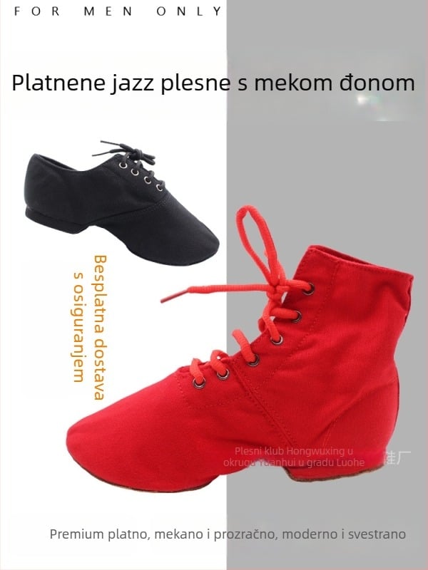 Plesne cipele – prozrač­ne, lagane, s vezivanjem, za džez, etnički i kvadratni ples, potplat od velura
