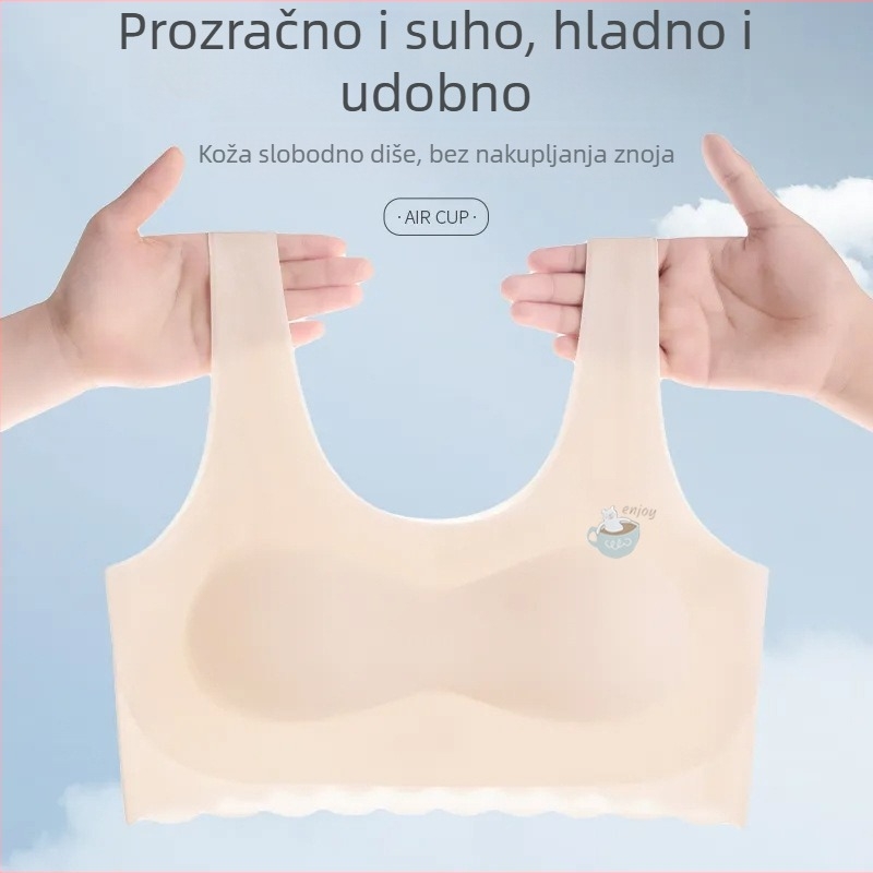 Tinejdžerski sportski grudnjak u stilu majice bez rukava, s punim pokrivanjem i ultra-tankim oblikovanim košaricama, od najlona s podstavom od spandeksa, bez čeličnih prstena, dvostruko fiksirane naramenice, prozračan i udoban za djevojčice 12–15 godina.