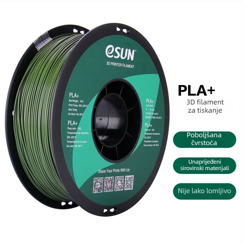 Leji PLA+ filament za 3D ispis, promjer 1,75 mm, točnost 0,1 mm, 1 kg