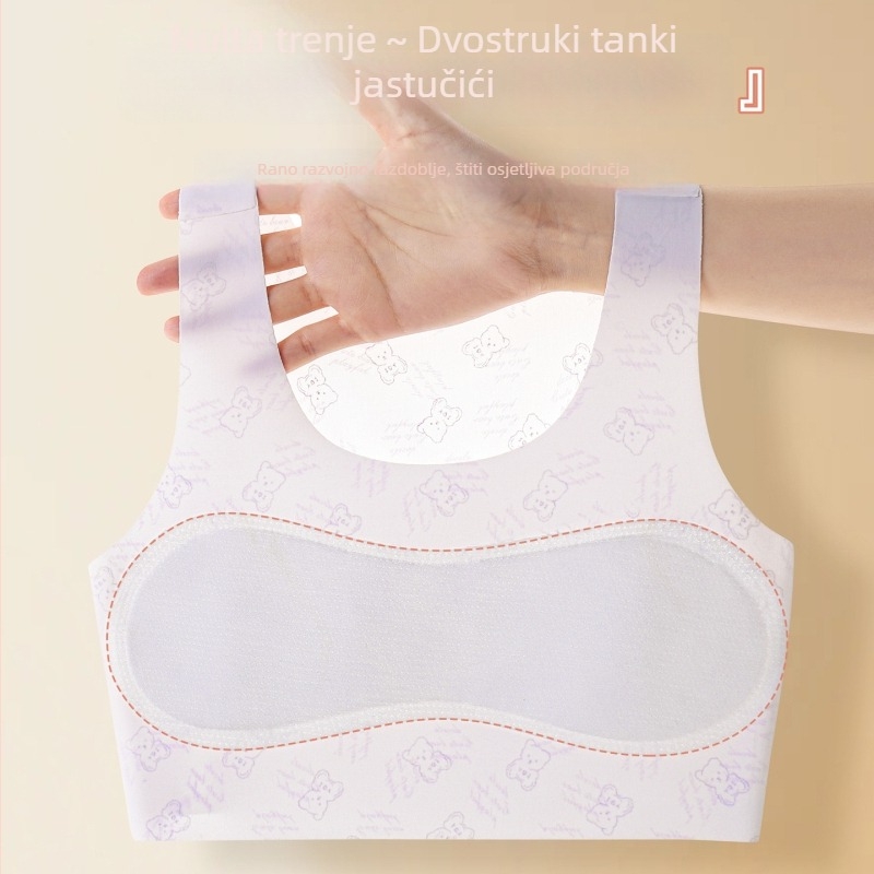 Dječje donje rublje u razvoju s fiksnom košaricom – ultra-tanka oblikovana košarica, materijal najlon/poliamid, stil topa s podesivim naramenicama (Faza 1, 9–13 godina)