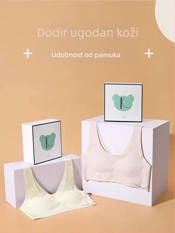Dječji pamučni grudnjak u stilu prsluka, 1/2 šalice, tanko oblikovane šalice, prozračan i udoban