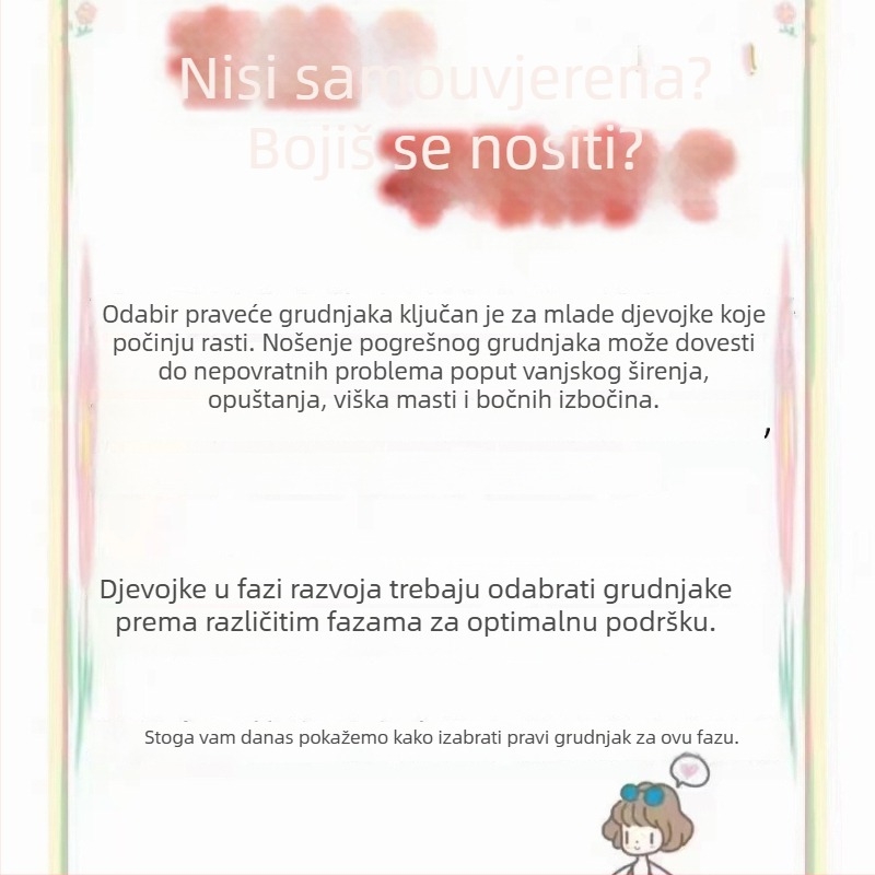 Modal donje rublje za adolescentice, grudnjak s 3/4 košarom, tanak oblikovani čašica od najlona, podstava Modal, fiksne kaiševe, prozračan i udoban