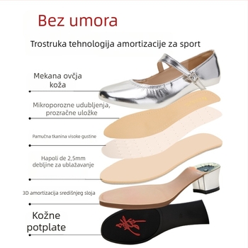 Ženske latino plesne cipele, mekana podloga, prozračan gornji dio od sintetičke kože, lagane
