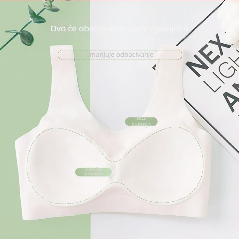 Bezrukni grudnjak u vest stilu za djevojčice 12–15 godina; glavni materijal: najlon s 80% elastana; podstava: pamuk; puni košarica, oblikovane pjenaste čašice