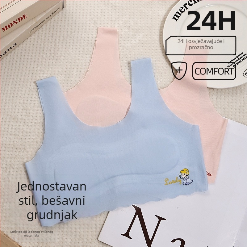 Prozračan bezšavni grudnjak-vest za djevojčice 9-12 godina, od ice silk, prozračan