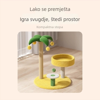 Mačji penjački stalak sa gnijezdom i drvetom, integrirana ploča za grebanje, svemirski kapsulni dizajn, minimalistički stil