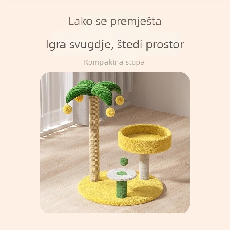 Mačji penjački stalak sa gnijezdom i drvetom, integrirana ploča za grebanje, svemirski kapsulni dizajn, minimalistički stil