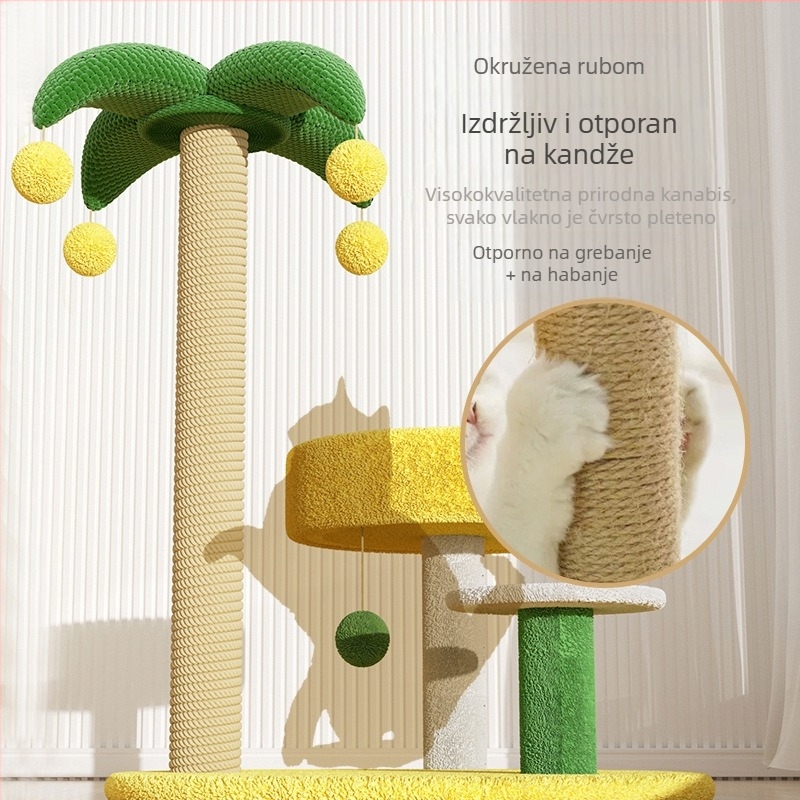 Mačji penjački stalak sa gnijezdom i drvetom, integrirana ploča za grebanje, svemirski kapsulni dizajn, minimalistički stil