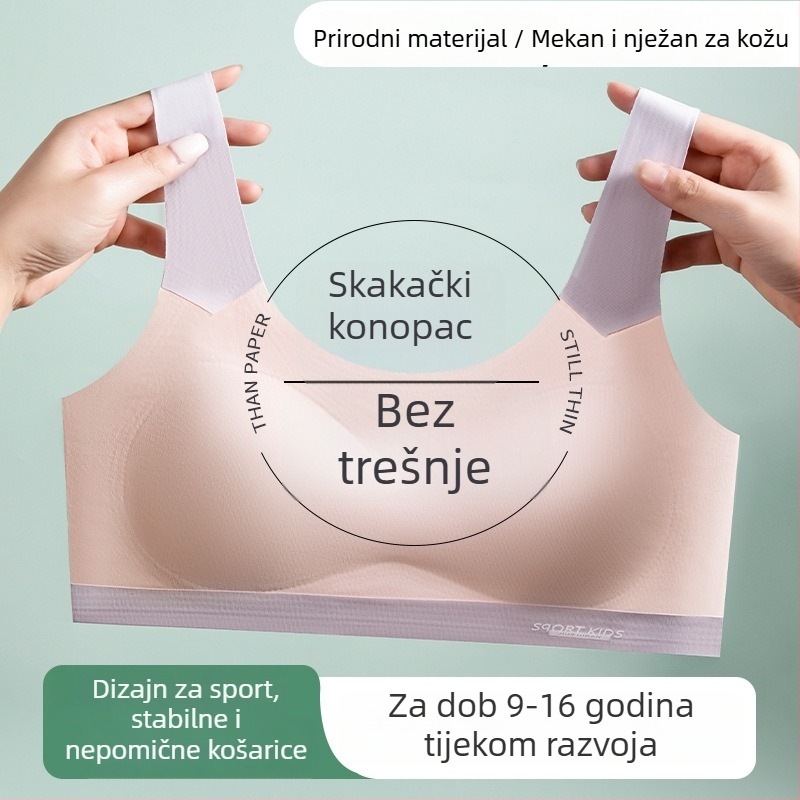 Bezšivni sportski grudnjak u stilu veste, poliester, puna kupa, tanke oblikovane čašice, fiksirane dvostruke naramenice, bez čeličnih prstena