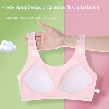 Pamukasti trening grudnjak za djevojčice, s punim košaricama i tanko oblikovanim košaricama, bez žice, prozračan, za dob 9–13