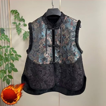 Jakardom vez s etničkim stilom, bez rukava, V-izrez, ultra kratka duljina (≤40 cm), punilo vuna, glavni materijal: rayon, A-oblik siluete