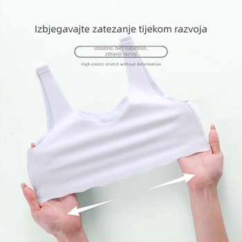 Grudnjak za djevojčice u razvoju, 12–15 godina, najlon materijal, puna košarica, tanko oblikovana čašica s pjenom, čvrste dvostruke naramenice, tiskani dizajn, prozračan i udoban