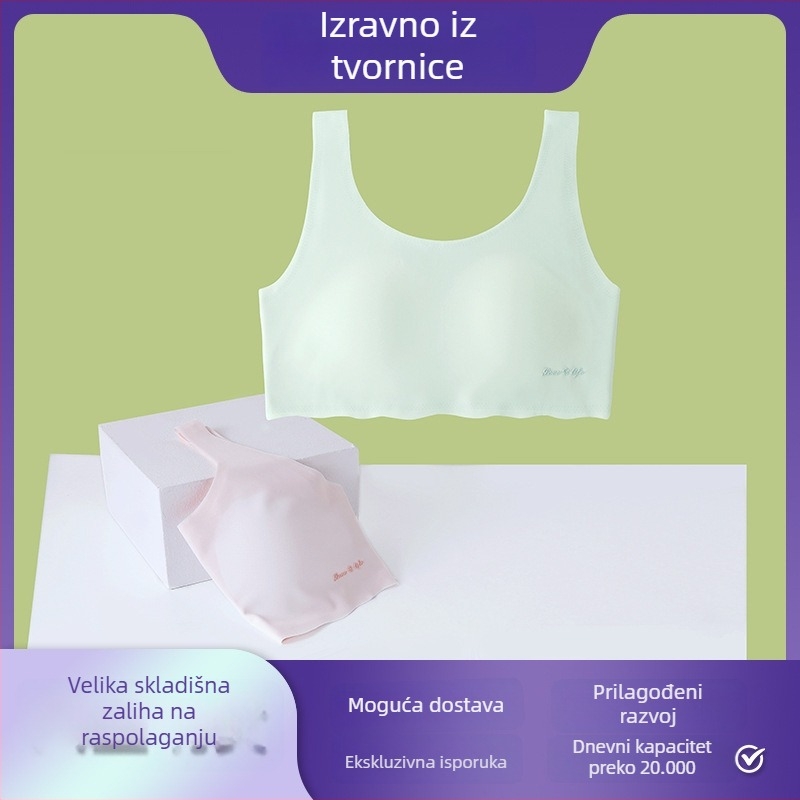 Grudnjak za djevojčice u razvoju, 12–15 godina, najlon materijal, puna košarica, tanko oblikovana čašica s pjenom, čvrste dvostruke naramenice, tiskani dizajn, prozračan i udoban