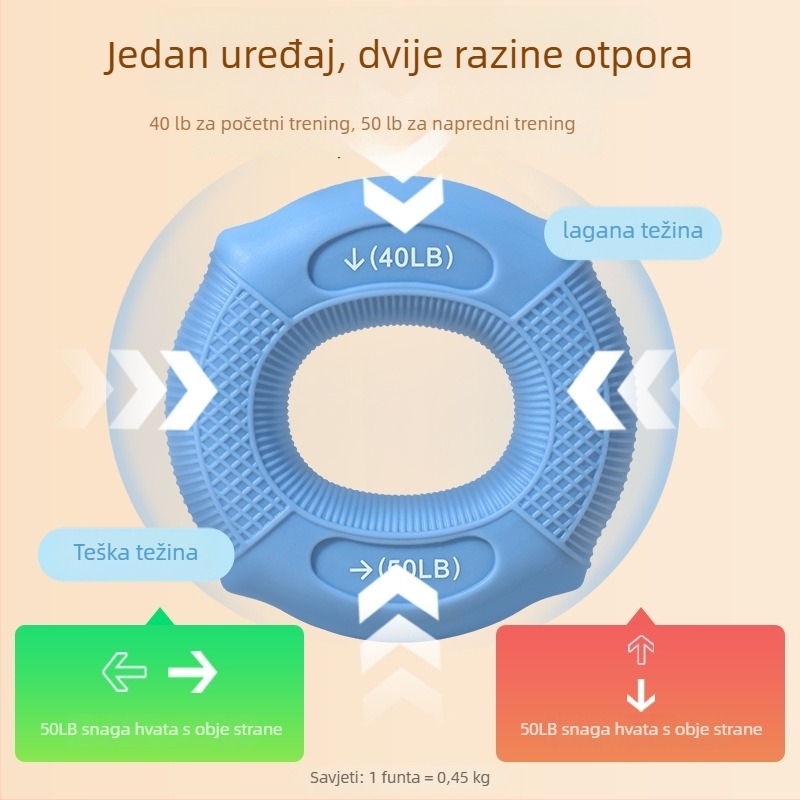 Silikonski prsten za jačanje snage ruke i prstiju — gripper uređaj za trening podlaktice i opuštanje mišića