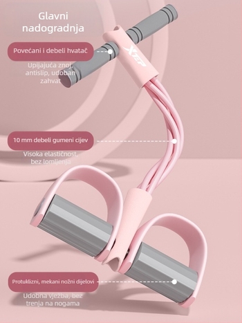 Xtep napinjač s pedalom za žene – fitness za oblikovanje trbuha i leđa, elastična traka, TPE materijal