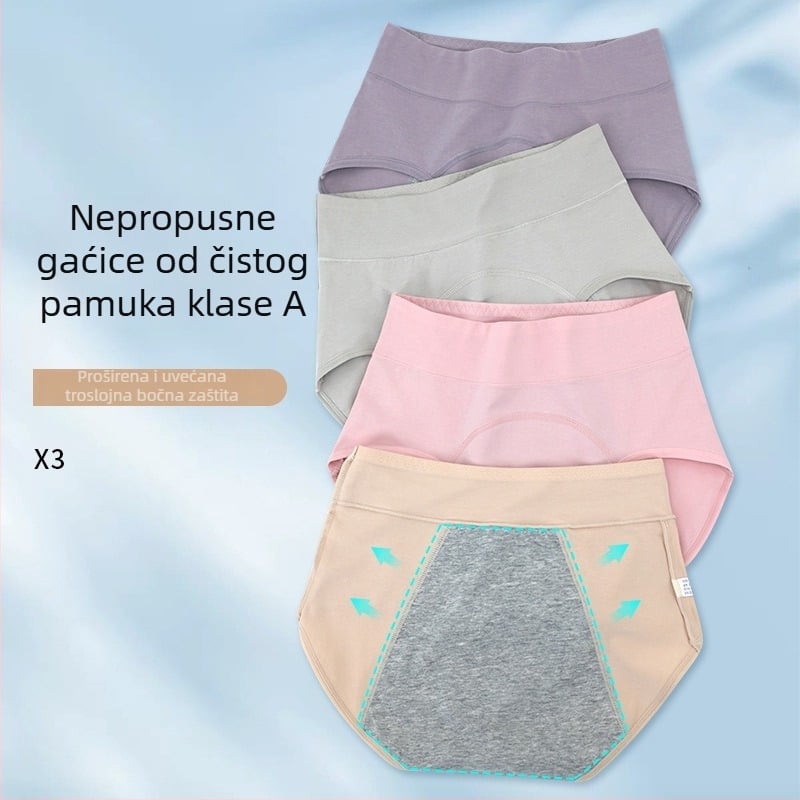 Djevojčice menstrualne gaćice, visoki struk, zaštita od curenja