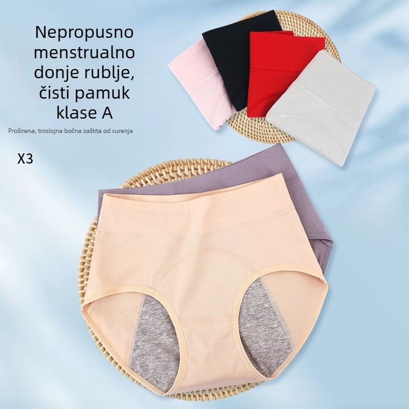Djevojčice menstrualne gaćice, visoki struk, zaštita od curenja