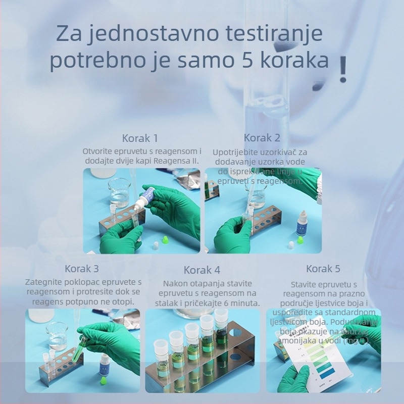 Brzi analizator kvalitete vode – višeparametarski test amonijevog dušika, ukupnog fosfora, rezidualnog klora i sulfida (raspon mjerenja 0,2–10 mol/L; točnost 99,9%; rezolucija 99)