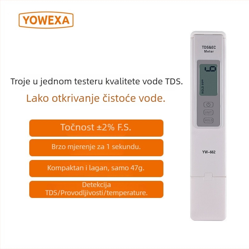 YW-662 Brzi analizator kvalitete vode — TDS 0–9999ppm, ispitivanje teških metala, točnost ±2%