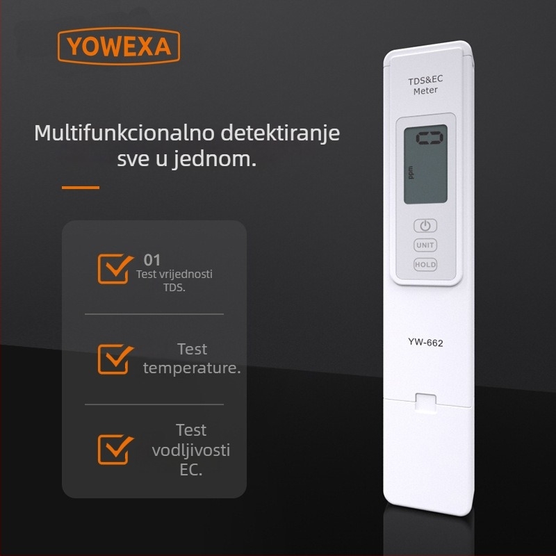 YW-662 Brzi analizator kvalitete vode — TDS 0–9999ppm, ispitivanje teških metala, točnost ±2%