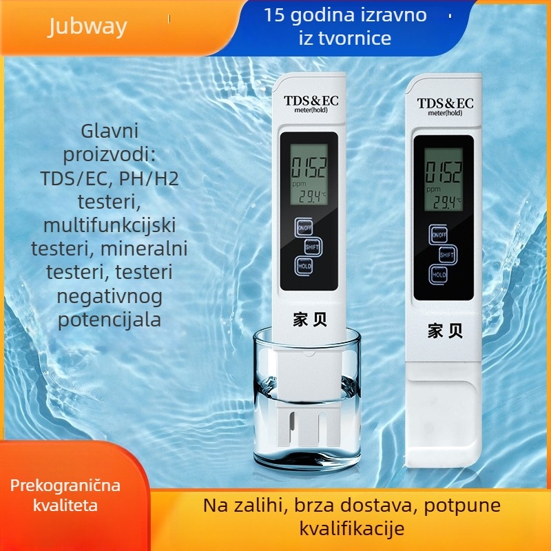 Brzi analizator kvalitete vode s TDS 0–9990 ppm, EC 0–9990 mS/cm, točnost ±2%, razlučivost 1 ppm