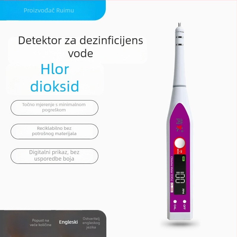Prijenosni analizator kvalitete vode za klor dioksid CL-200 s kalibratorom doziranja effervescent tableta, raspon mjerenja 0-999 ppm, točnost 1 ppm, napajanje 3.2V