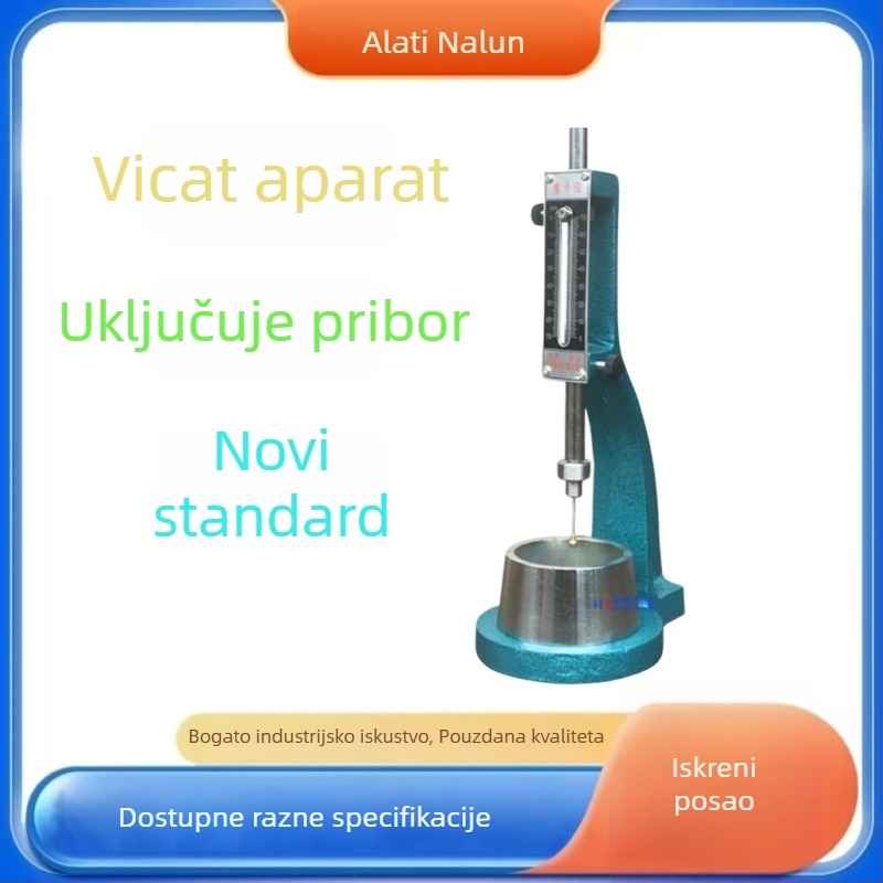 Standardni Vicatov aparat za konzistenciju cementne paste i vrijeme postavljanja – Model Standard, raspon 0-70, točnost 0,1, artikl WKY01, s zamjenjivim okruglim kalupom
