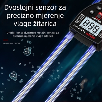 Delixi DLX-HT630A mjerni uređaj za vlagu žitarica – za pšenicu, rižu, kukuricu i soju – raspon 7,5–55%, rezolucija 0,1%