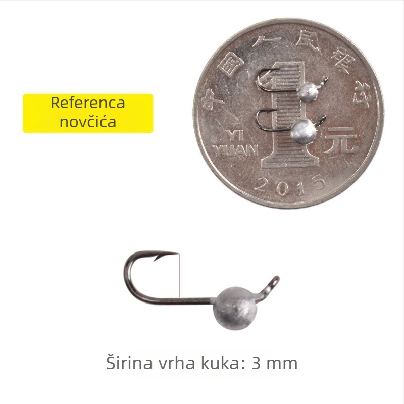 Udica s olovnom glavom za mekane mamce — mikroojačani fini udica s zakrivljenim vrhom (T-rep mekani crv)