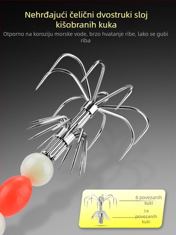 Kuka za lignje i hobotnice — svijetleći, mekani čelični žica, bez bodlji