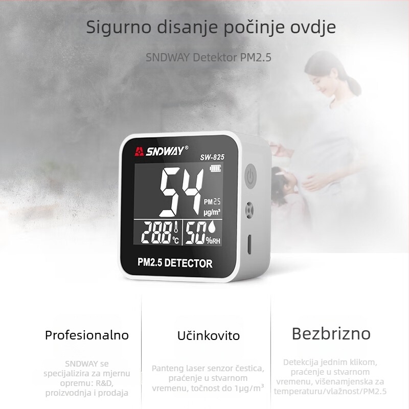 Deep Dawei SW-825 Detektor kvalitete zraka: PM2.5 monitor, prašina i magla, temperatura i vlažnost zraka
