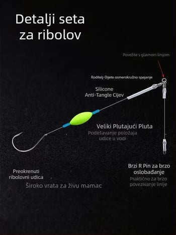 Kuka za mamac, s bodljom br. 1, 100 komada u kutiji, pogodno za rijeke, jezera i potoke