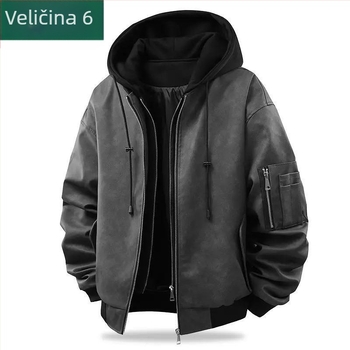 Kožna jakna od konjske kože s kapuljom, labav kroj, produžena duljina preko 100 cm, zatvarač na zip, poliester podstava.