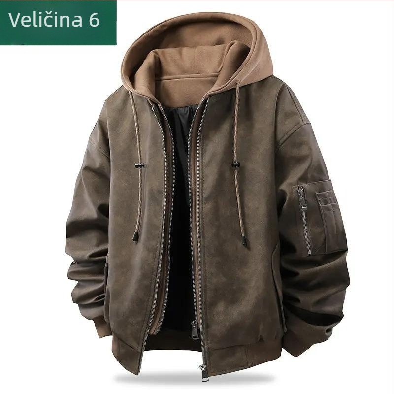 Kožna jakna od konjske kože s kapuljom, labav kroj, produžena duljina preko 100 cm, zatvarač na zip, poliester podstava.