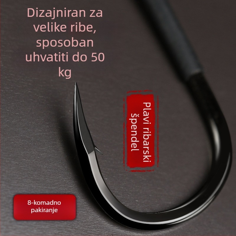 Veliki kukac za ribolov za velike ribe – bodljikav, visokougljično čelik, brend Fishing Rudder, veličine 4–16, 1000 komada